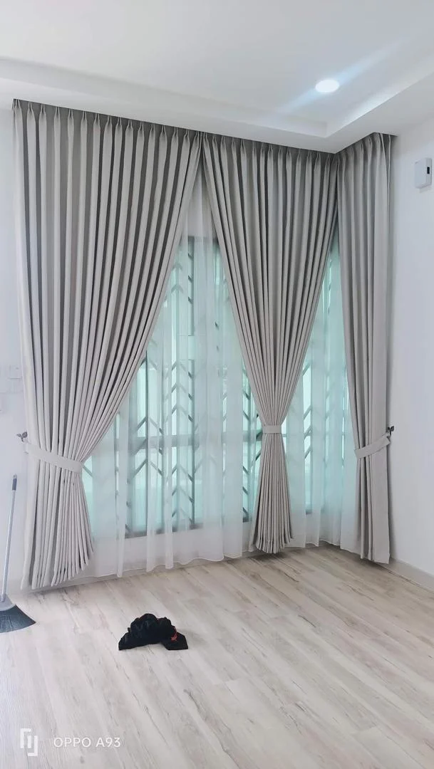 Dark grey sheer curtain combination by Alam Enterprises