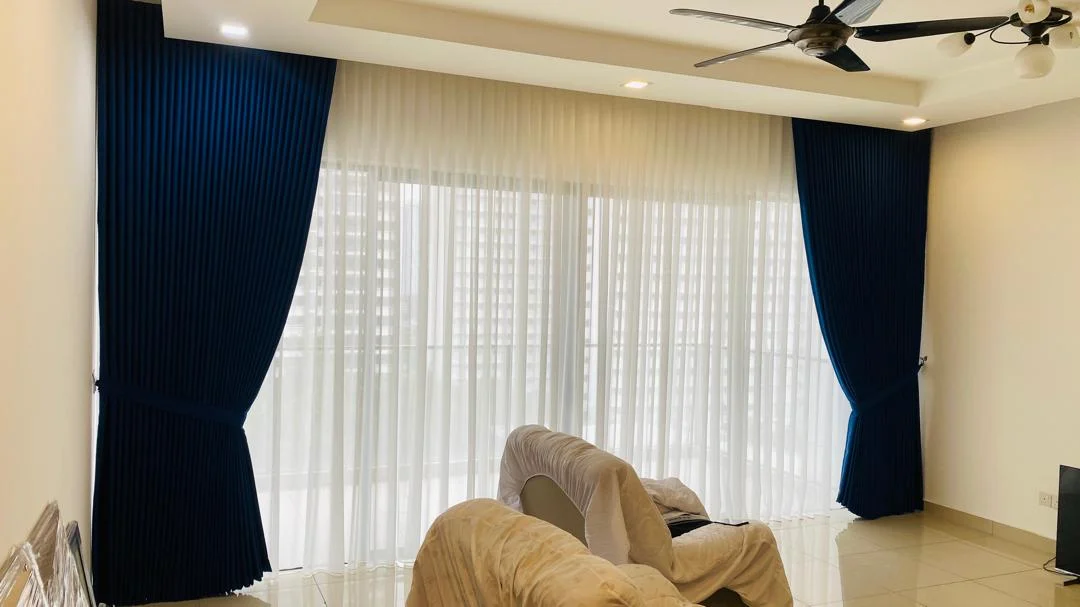 Dual-layer curtains installation by Alam Enterprises